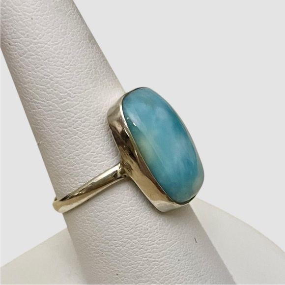 Larimar Sterling Silver Ring 925 Size 8.5 - Picture 3 of 6